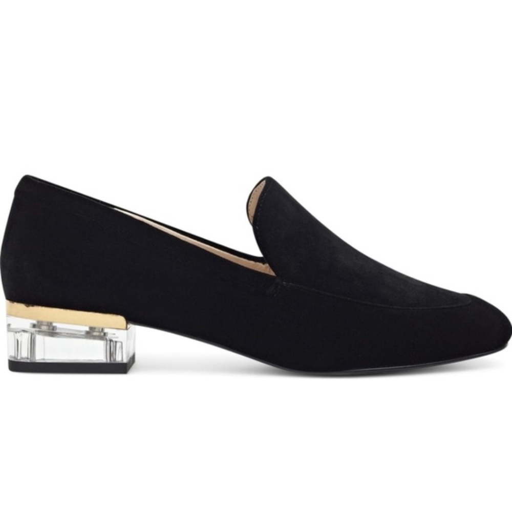 Nine West × Clear Lucite Heel Loafers in Black